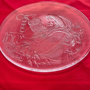 Vintage Libbey Santa platter